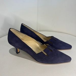 MANOLO BLAHNIK ‘90s VINTAGE, ORIGINAL BOX Suede Kitten Heel Pumps~Size 36